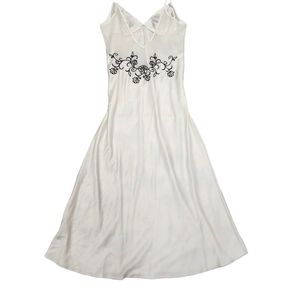 Marks and Spencer White Vintage Maxi Slip Dress size 14 with Floral Embroidary - Picture 2 of 12